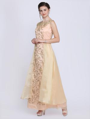embroidered net flared gown - 16614349 - Standard Image - 2