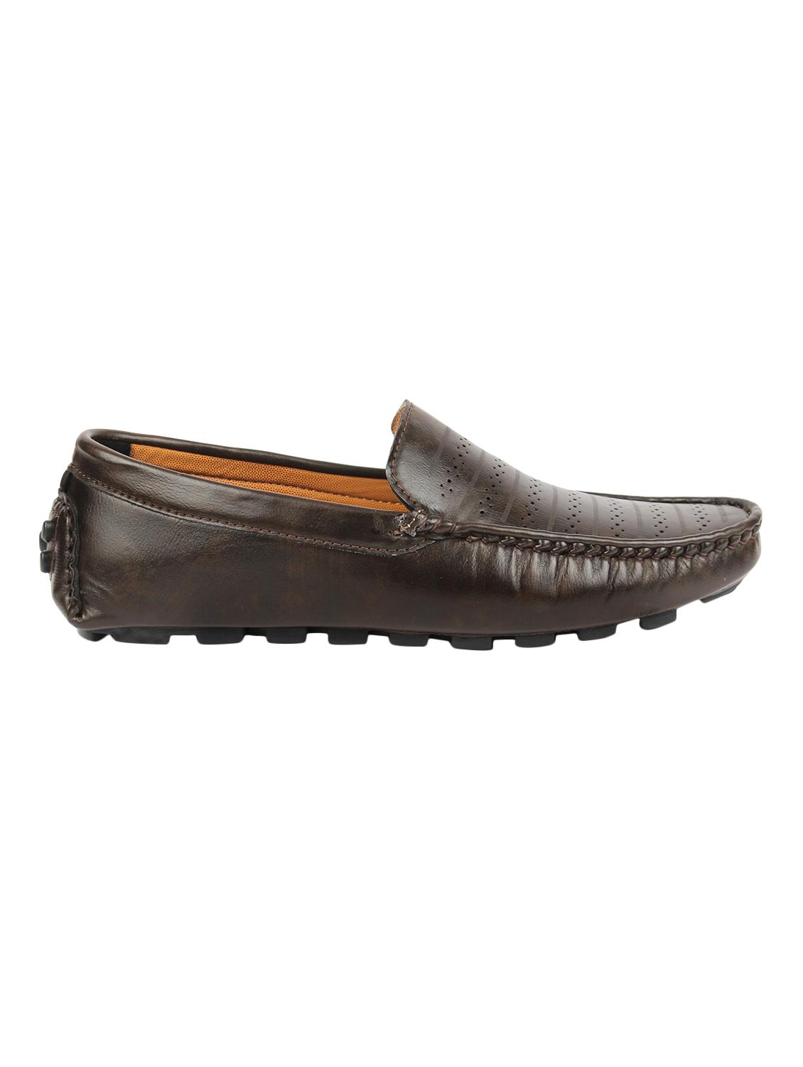 brown leatherette slip on loafers - 16614733 - Zoom Image - 2