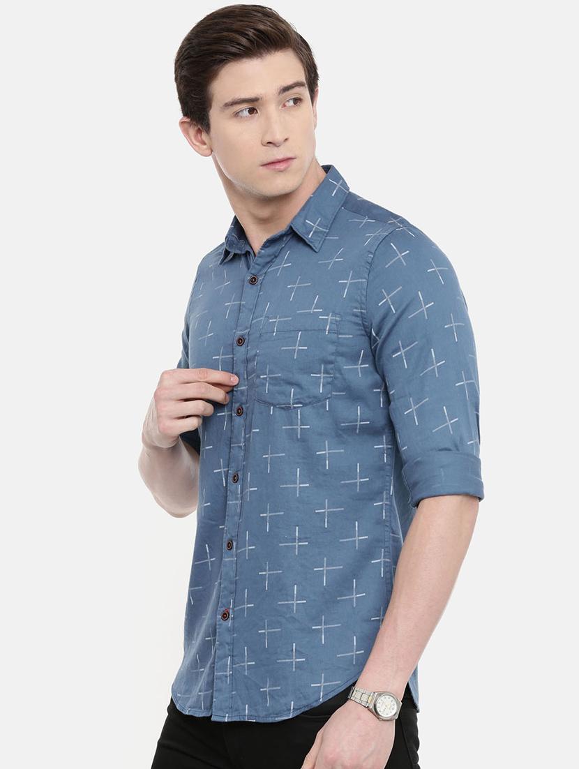 blue printed casual shirt - 16614767 - Zoom Image - 2
