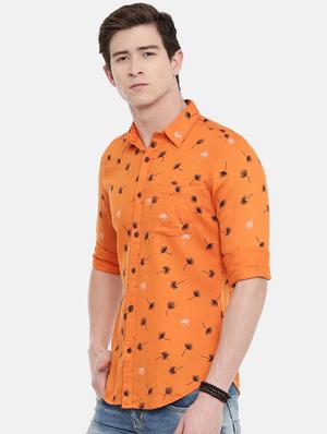 orange printed casual shirt - 16614771 - Standard Image - 2