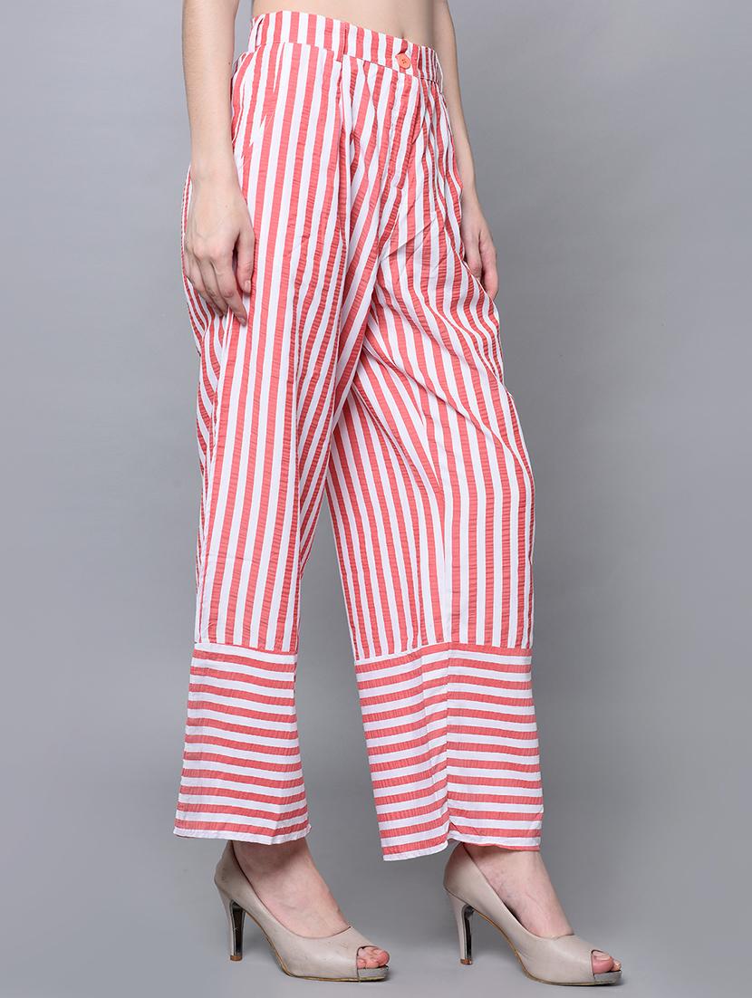 button detail striped palazzo - 16614916 - Zoom Image - 2