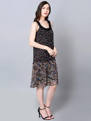 gathered floral a-line dress - 16614984 - Standard Image - 2