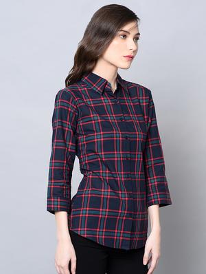 curved hem checkered shirt - 16614992 - Standard Image - 2