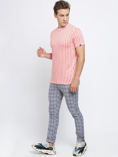 grey checkered flat front casual trouser - 16615202 - Standard Image - 1