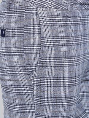 grey checkered flat front casual trouser - 16615202 - Standard Image - 5
