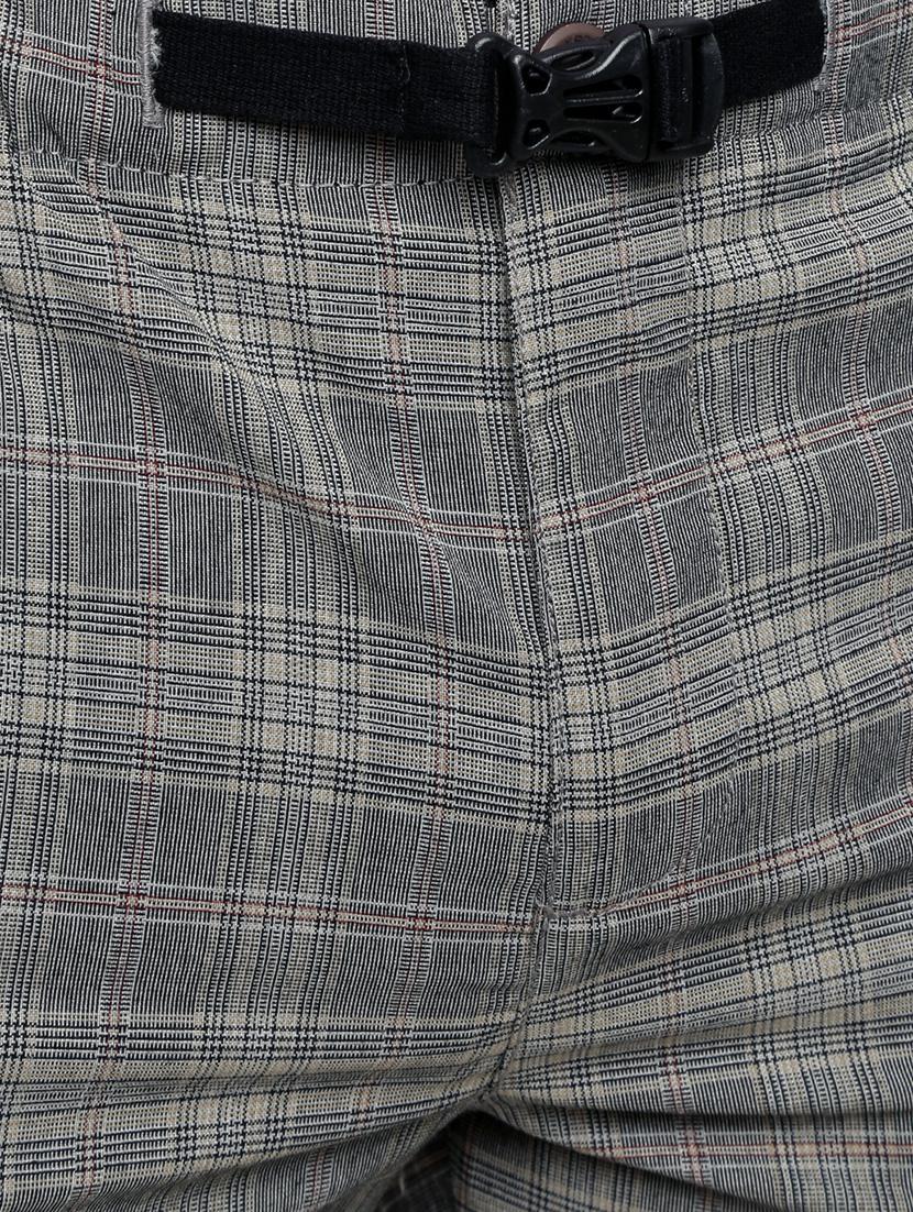 grey checkered flat front casual trouser - 16615204 - Zoom Image - 5