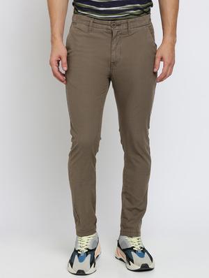 brown printed flat front casual trouser - 16615210 - Standard Image - 2