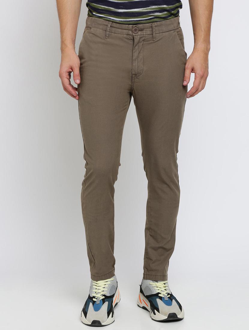 brown printed flat front casual trouser - 16615210 - Zoom Image - 2