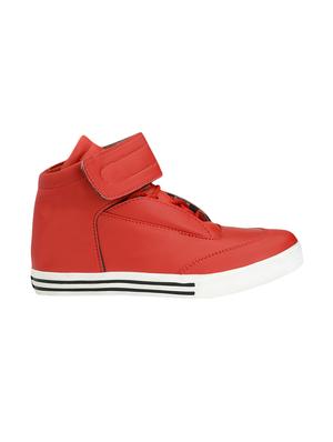 red leatherette lace up sneakers - 16615656 - Standard Image - 2