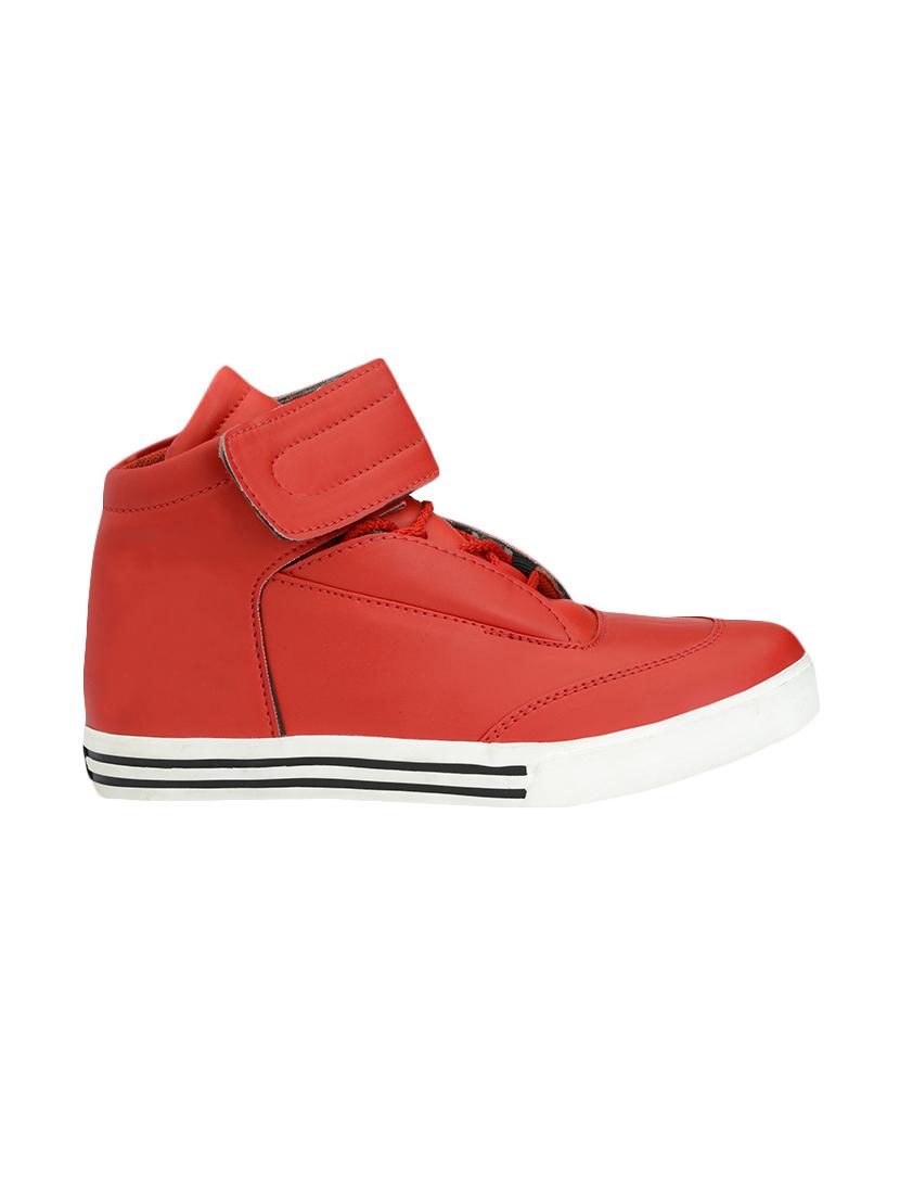 red leatherette lace up sneakers - 16615656 - Zoom Image - 2