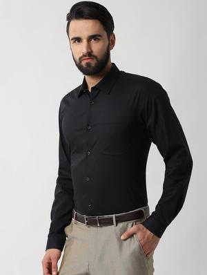 black solid formal shirt - 16615823 - Standard Image - 2