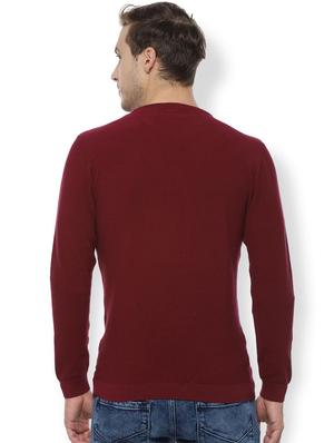 maroon solid pullover - 16616018 - Standard Image - 2