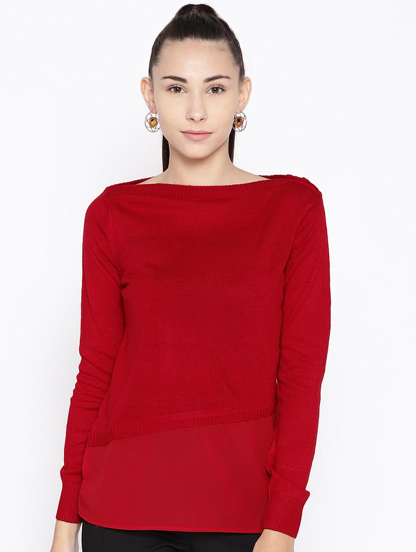 boat neck solid pullover - 16616301 - Zoom Image - 2