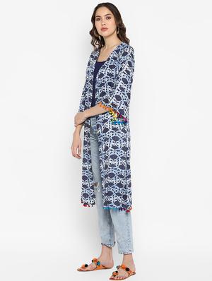 indigo printed regular shrug - 16616376 - Standard Image - 2