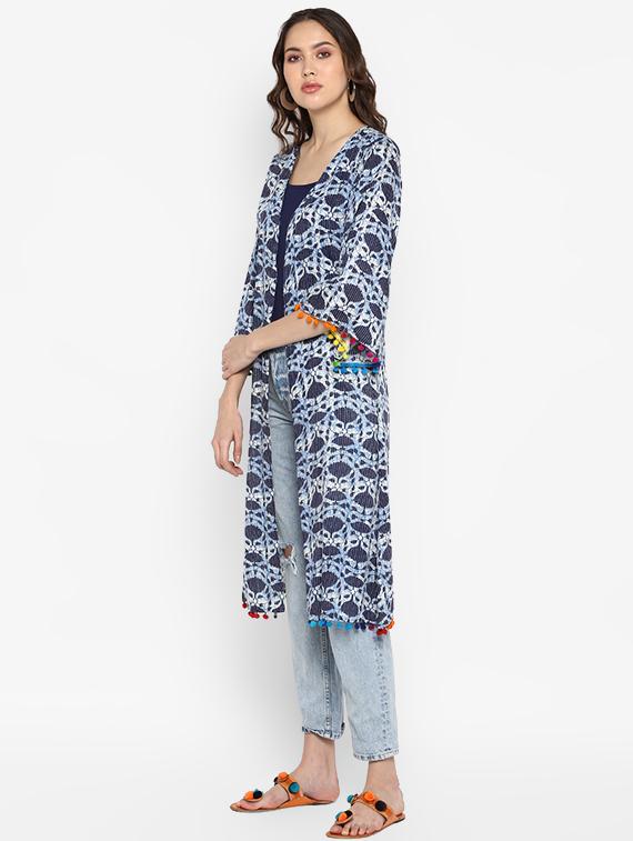 indigo printed regular shrug - 16616376 - Zoom Image - 2