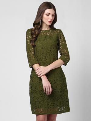 round neck laced sheath dress - 16616438 - Standard Image - 2