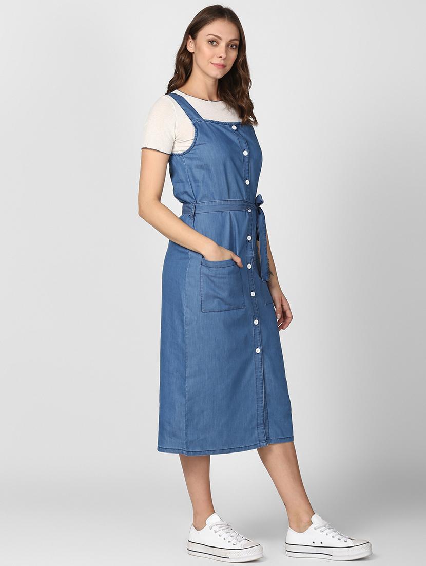 tie front denim pinafore dress - 16616443 - Zoom Image - 2