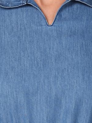 smocked waist denim a-line dress - 16616447 - Standard Image - 5