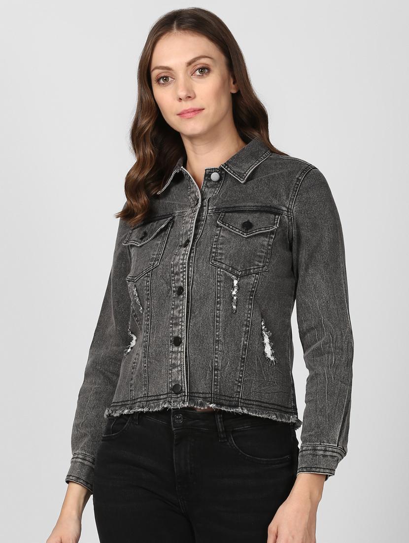 distressed detail denim jacket - 16616452 - Zoom Image - 2