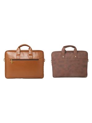 brown leatherette (pu) laptop bag combos - 16616659 - Standard Image - 2