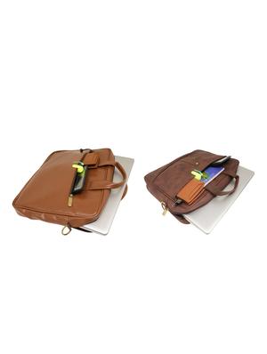 brown leatherette (pu) laptop bag combos - 16616659 - Standard Image - 5
