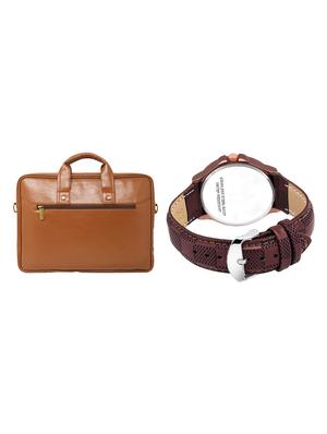 adk analog watch and leatherette laptop bags combo - 16616679 - Standard Image - 2
