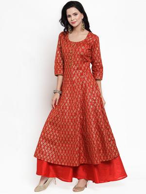 foil printed anarkali kurta - 16618072 - Standard Image - 2