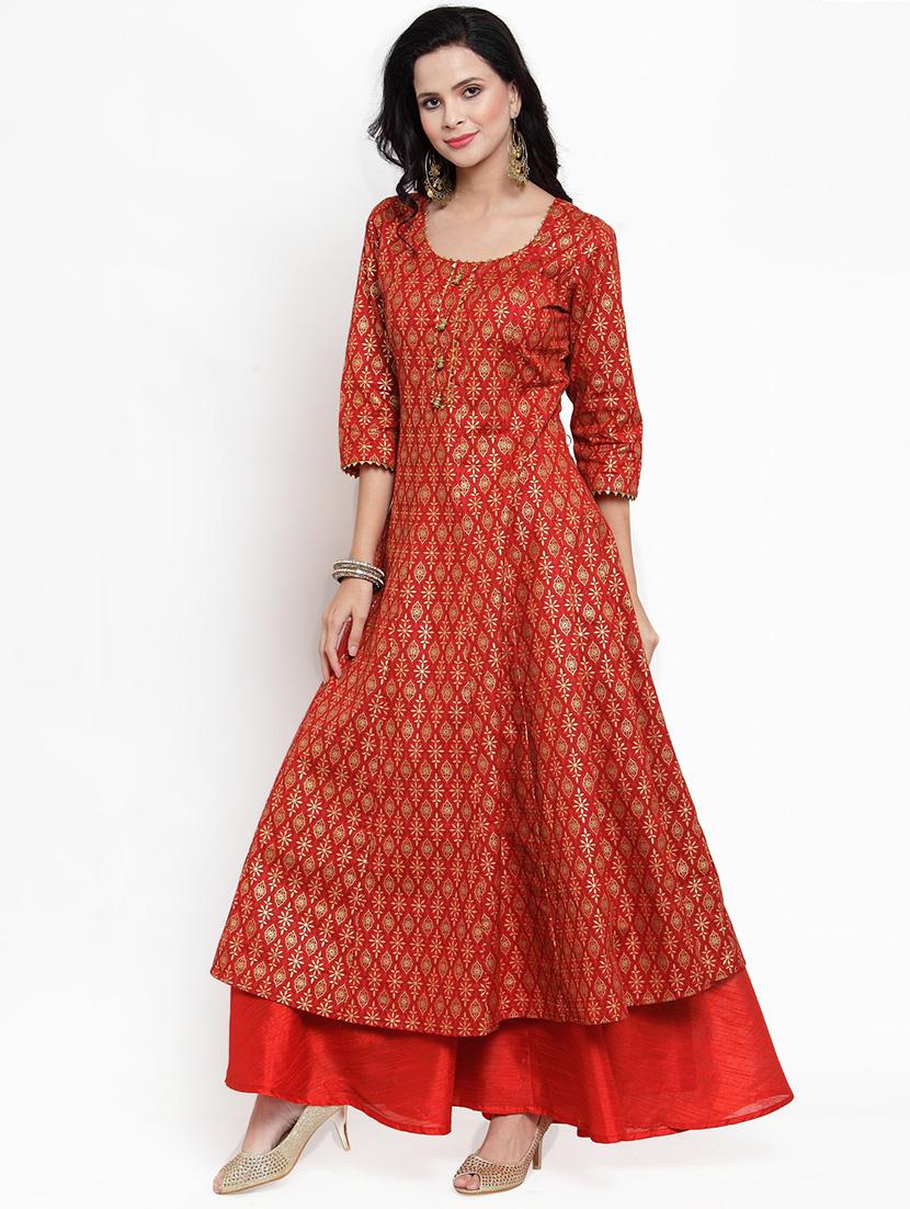 foil printed anarkali kurta - 16618072 - Zoom Image - 2