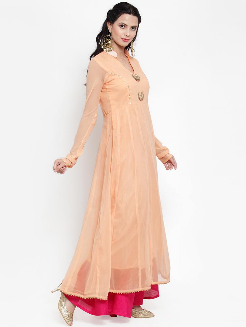 gota work solid anarkali kurta - 16618084 - Zoom Image - 2