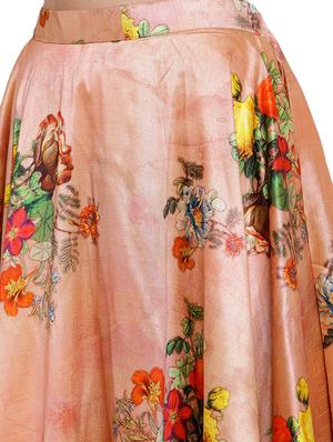 solid top with floral flared lehenga - 16618122 - Standard Image - 5
