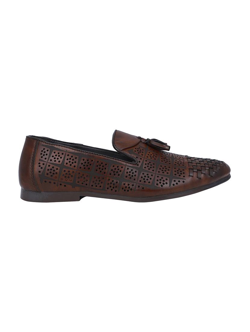brown leather tassel slip ons - 16618150 - Zoom Image - 2