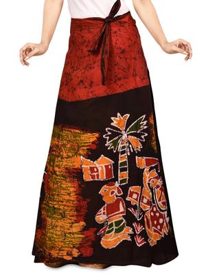tribal print cotton flared wrap skirt - 16618208 - Standard Image - 2