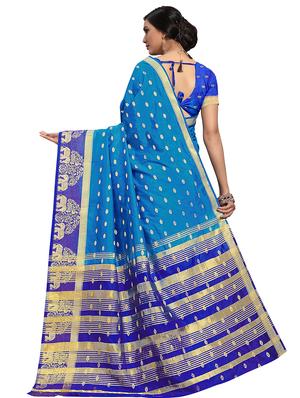 self-design kanjivaram saree with blouse - 16618396 - Standard Image - 2