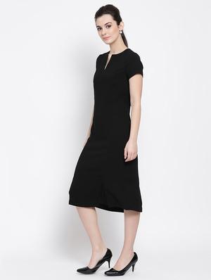 notch neck slit detail sheath dress - 16618607 - Standard Image - 2