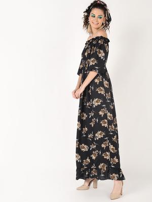 off shoulder floral maxi dress - 16618847 - Standard Image - 2