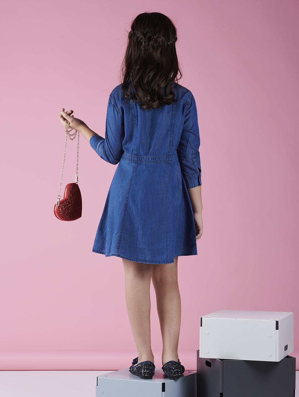 pocket patch embroidered denim frock - 16618941 - Zoom Image - 2
