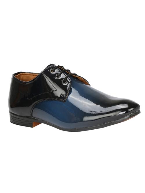 blue patent leather lace-up derbys - 16618989 - Standard Image - 1