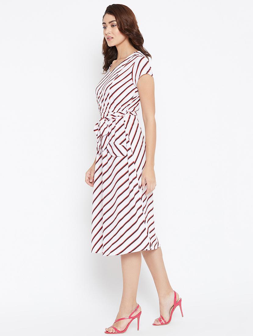 round neck striped a-line dress - 16619239 - Zoom Image - 2