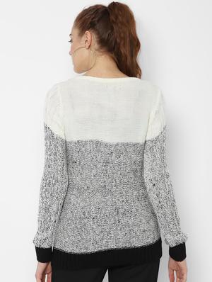 round neck color block pullover - 16620117 - Standard Image - 2
