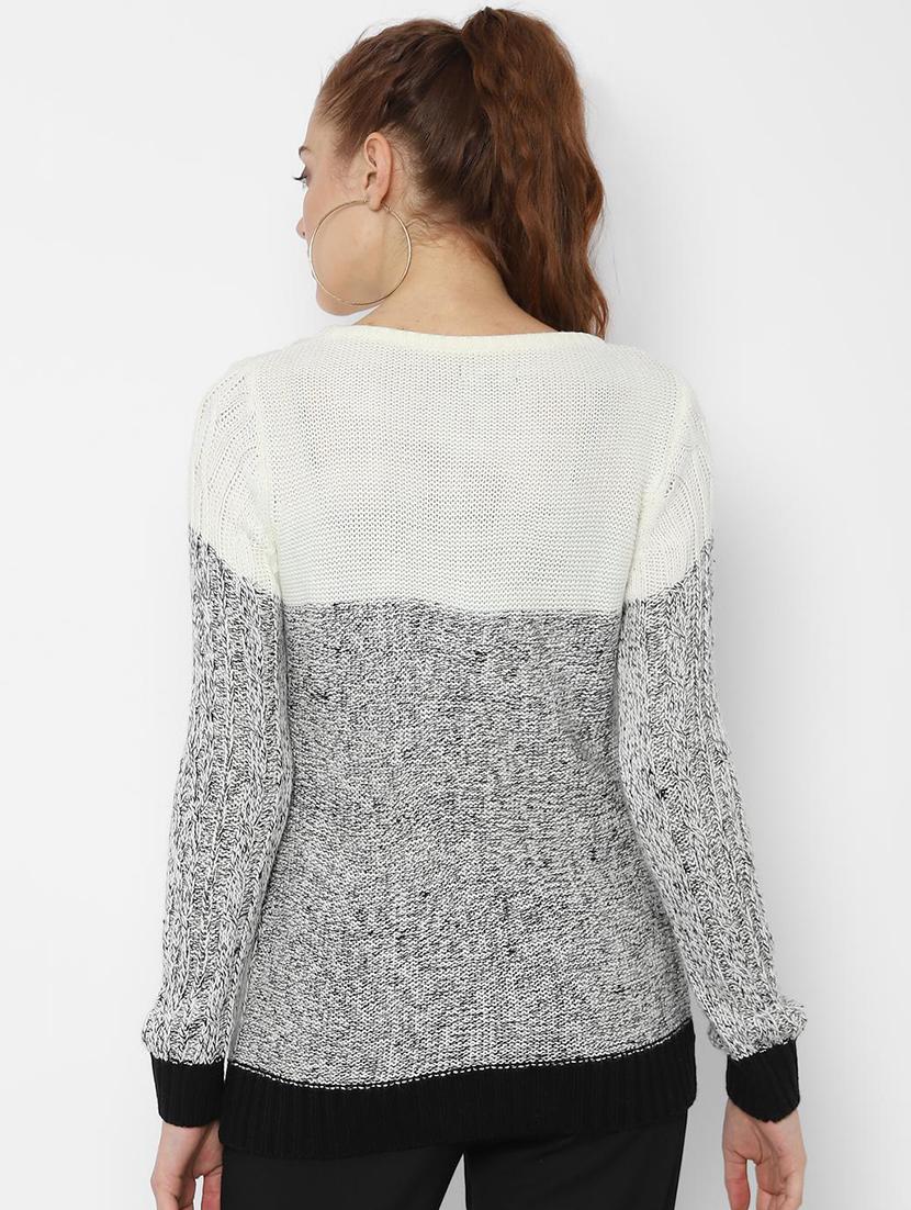 round neck color block pullover - 16620117 - Zoom Image - 2