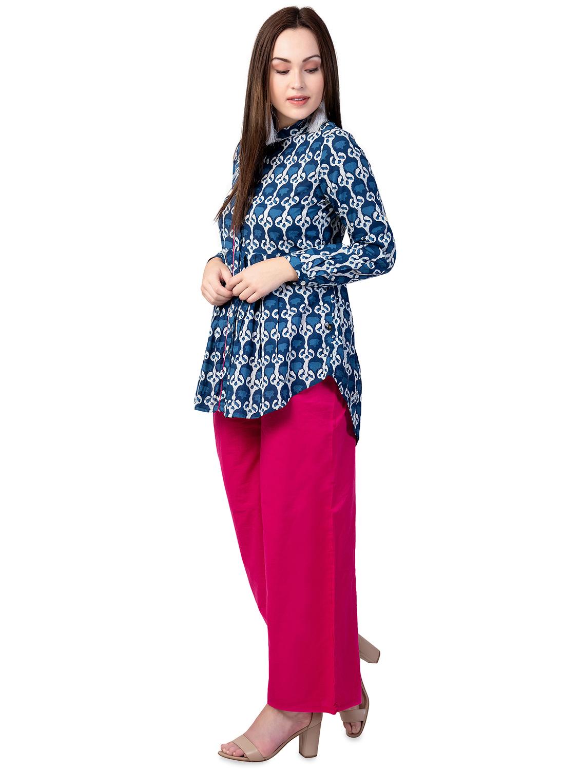 printed a-line pleated kurti - 16620413 - Zoom Image - 2