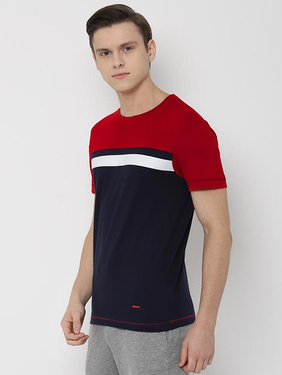 navy blue color block t-shirt - 16620745 - Zoom Image - 2
