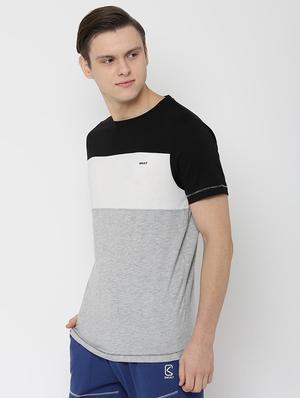 grey color block cut & sew t-shirt - 16620748 - Standard Image - 2