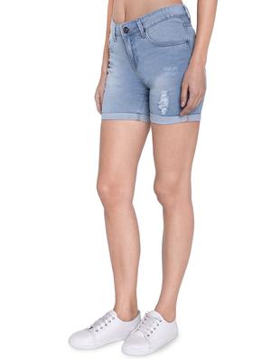 high rise stone washed shorts - 16622901 - Standard Image - 2