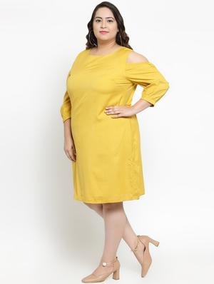 cold shoulder solid a-line dress - 16626674 - Standard Image - 2