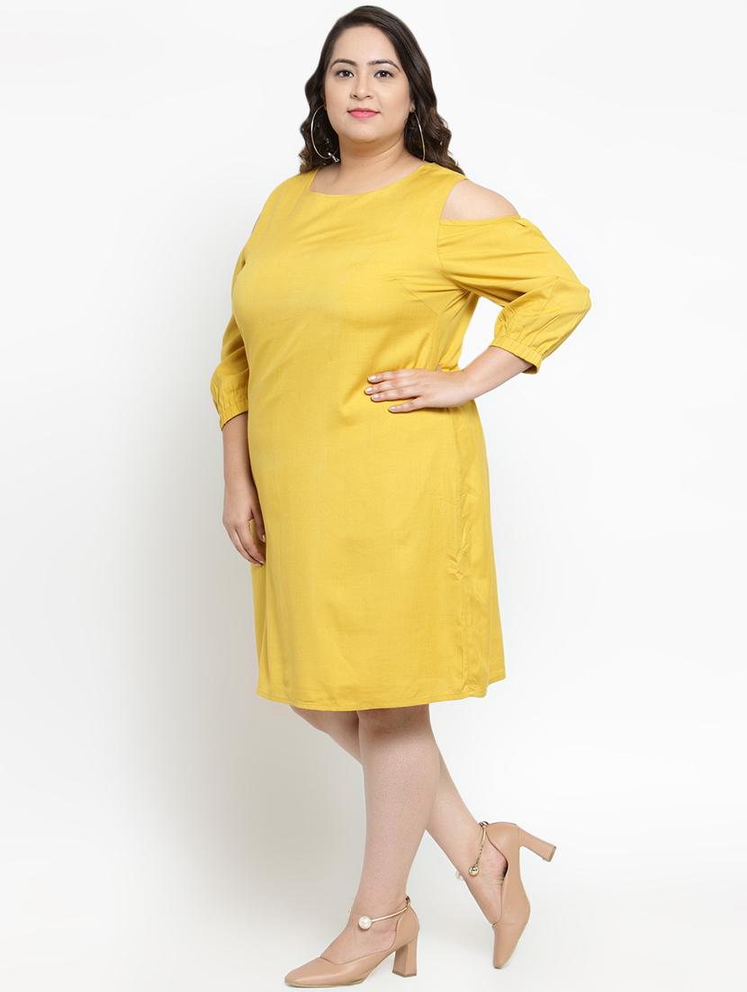 cold shoulder solid a-line dress - 16626674 - Zoom Image - 2