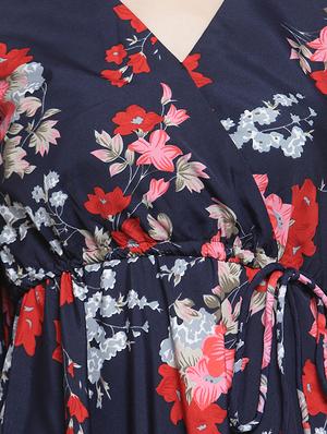 v neck bell sleeved floral flared dress - 16626683 - Standard Image - 5