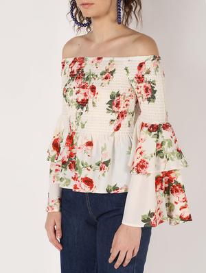 off shoulder asymmetric bell sleeved top - 16627355 - Standard Image - 5
