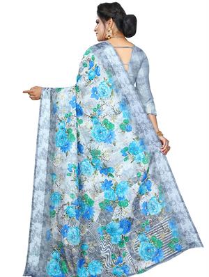 self-design printed saree with blouse - 16629575 - Standard Image - 2