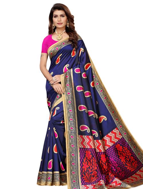 paisley printed saree with blouse - 16629784 - Standard Image - 1